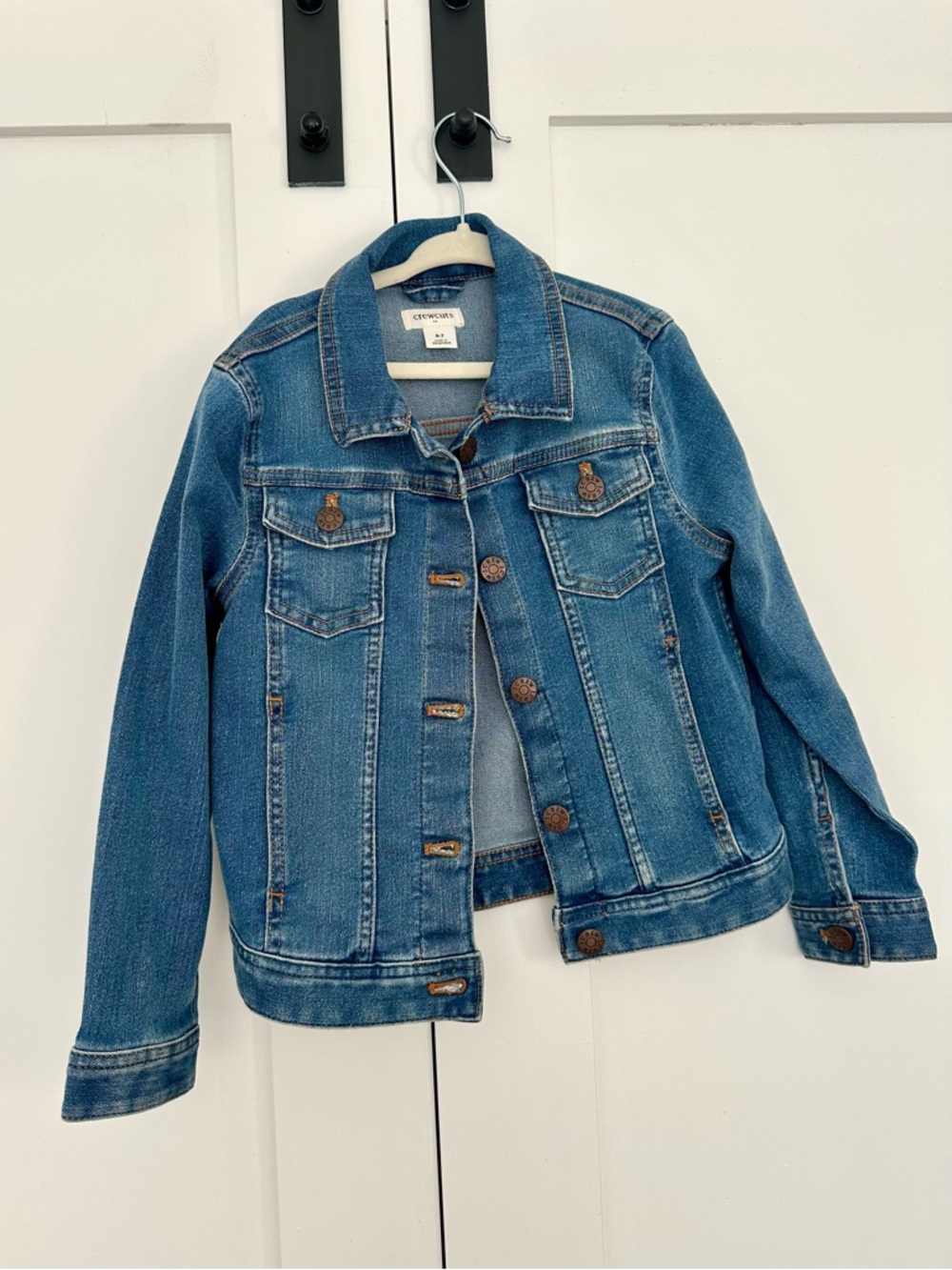 Crewcuts Kids Denim Jacket in Blue with Contrast Stitching